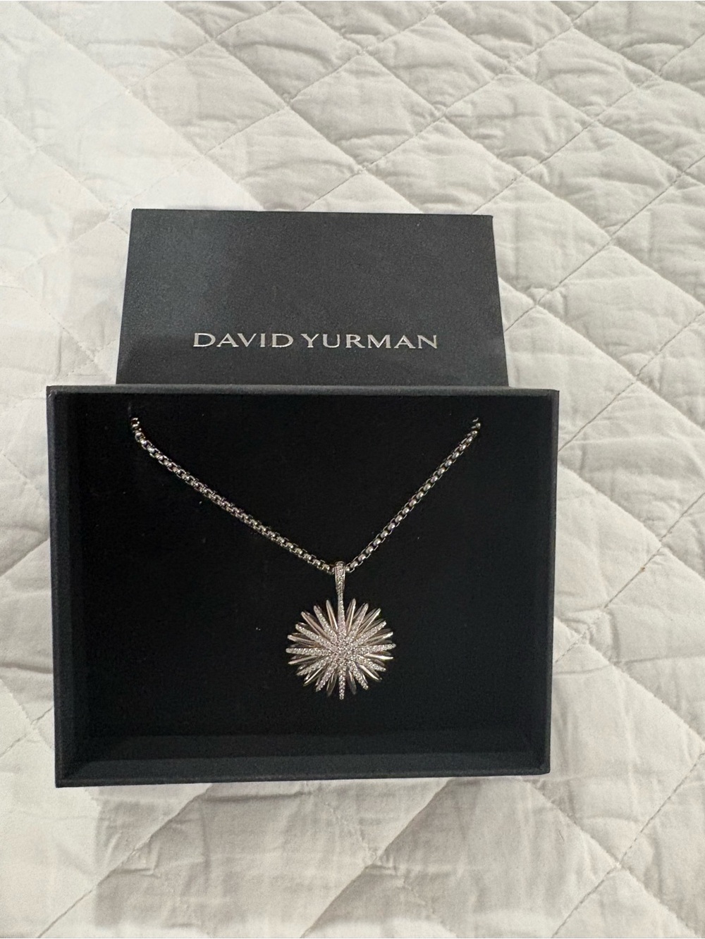 David Yurman Silver Sunburst Pavé Pendant Necklace - Silver